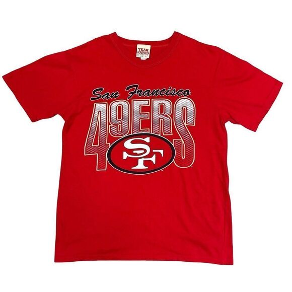 SAN FRANCISCO 49ERS Vintage Red T Shirt 80’s 90’s Size Large Team Rated Brand - Picture 1 of 11